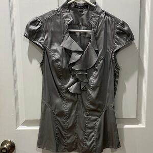 Express Gray Ruffle Blouse